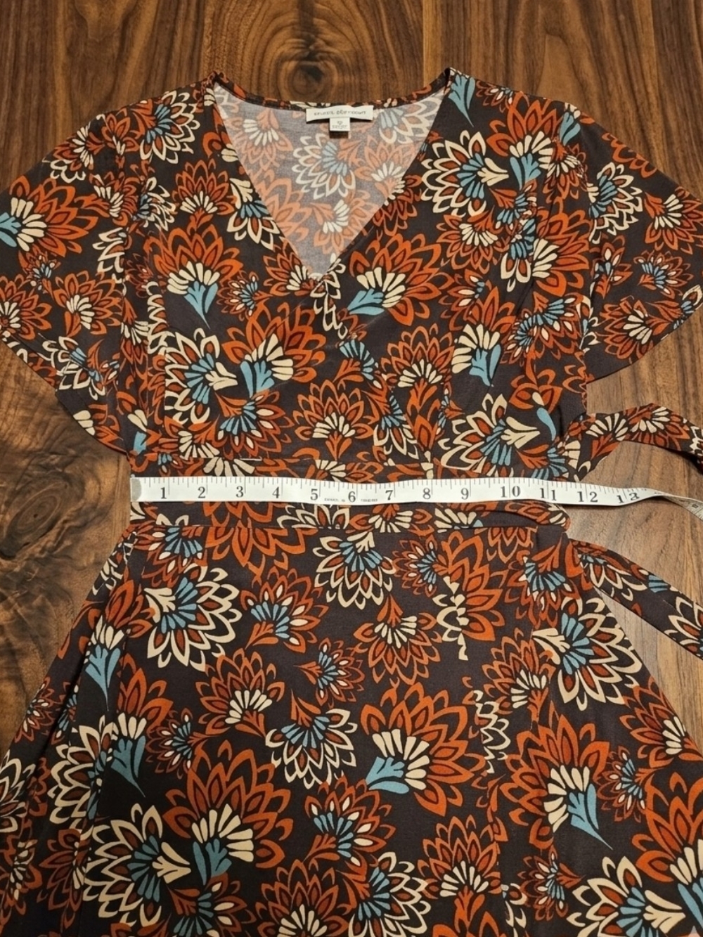 Nine West Retro Boho Floral V-Neck FAUX Wrap Dress SIZE 6